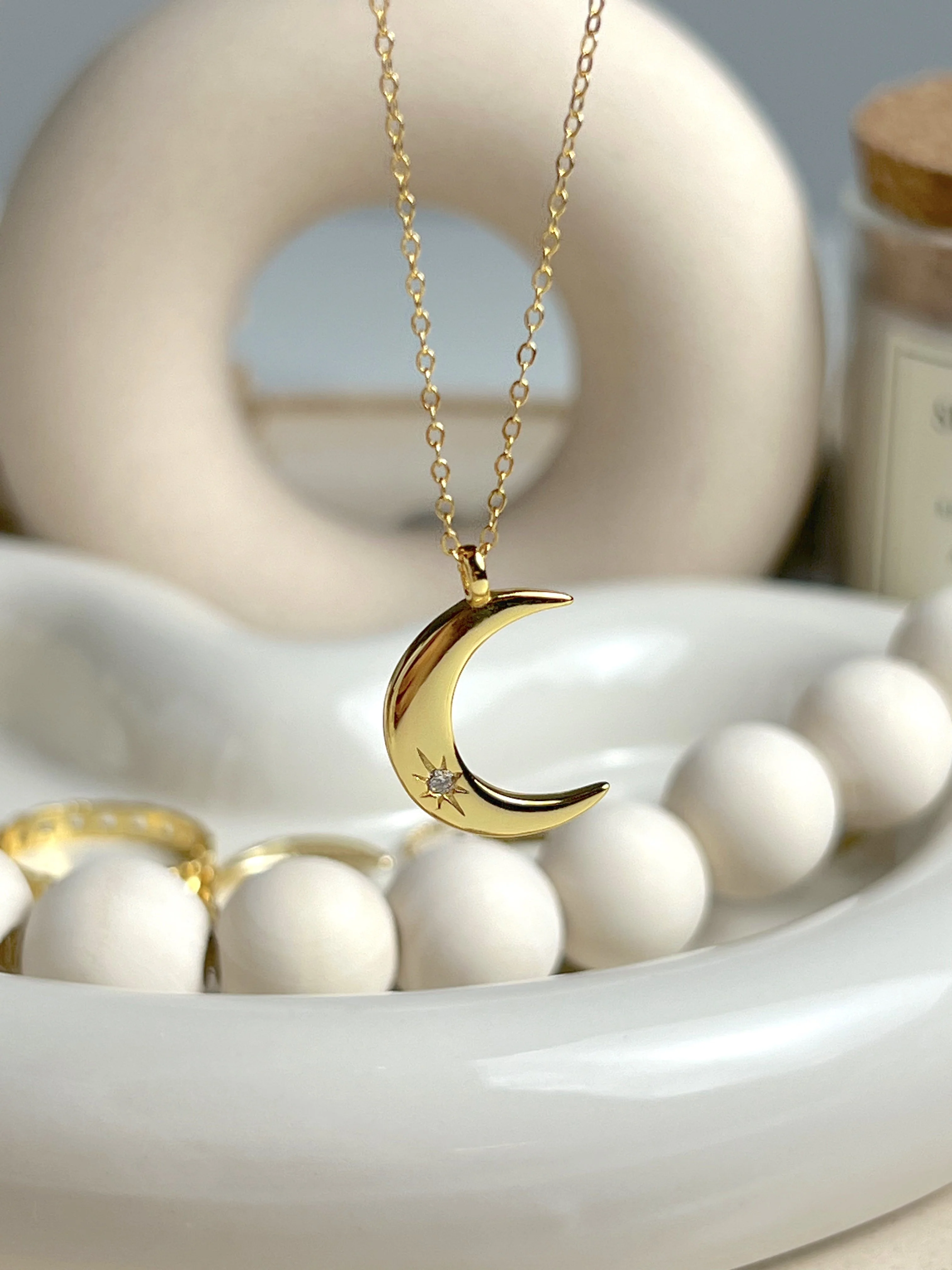 Diamond Crescent Necklace - Image 3