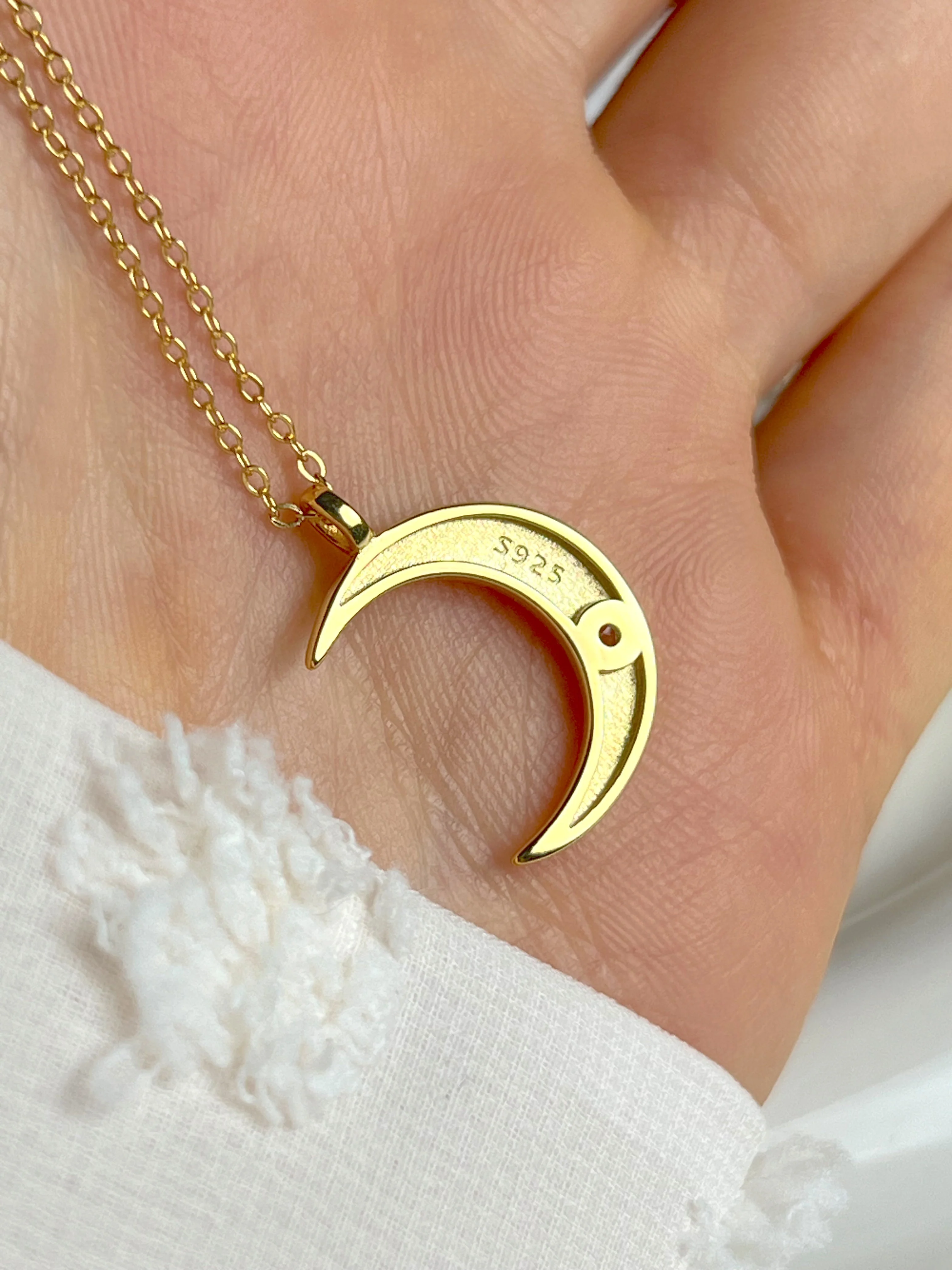 Diamond Crescent Necklace - Image 4