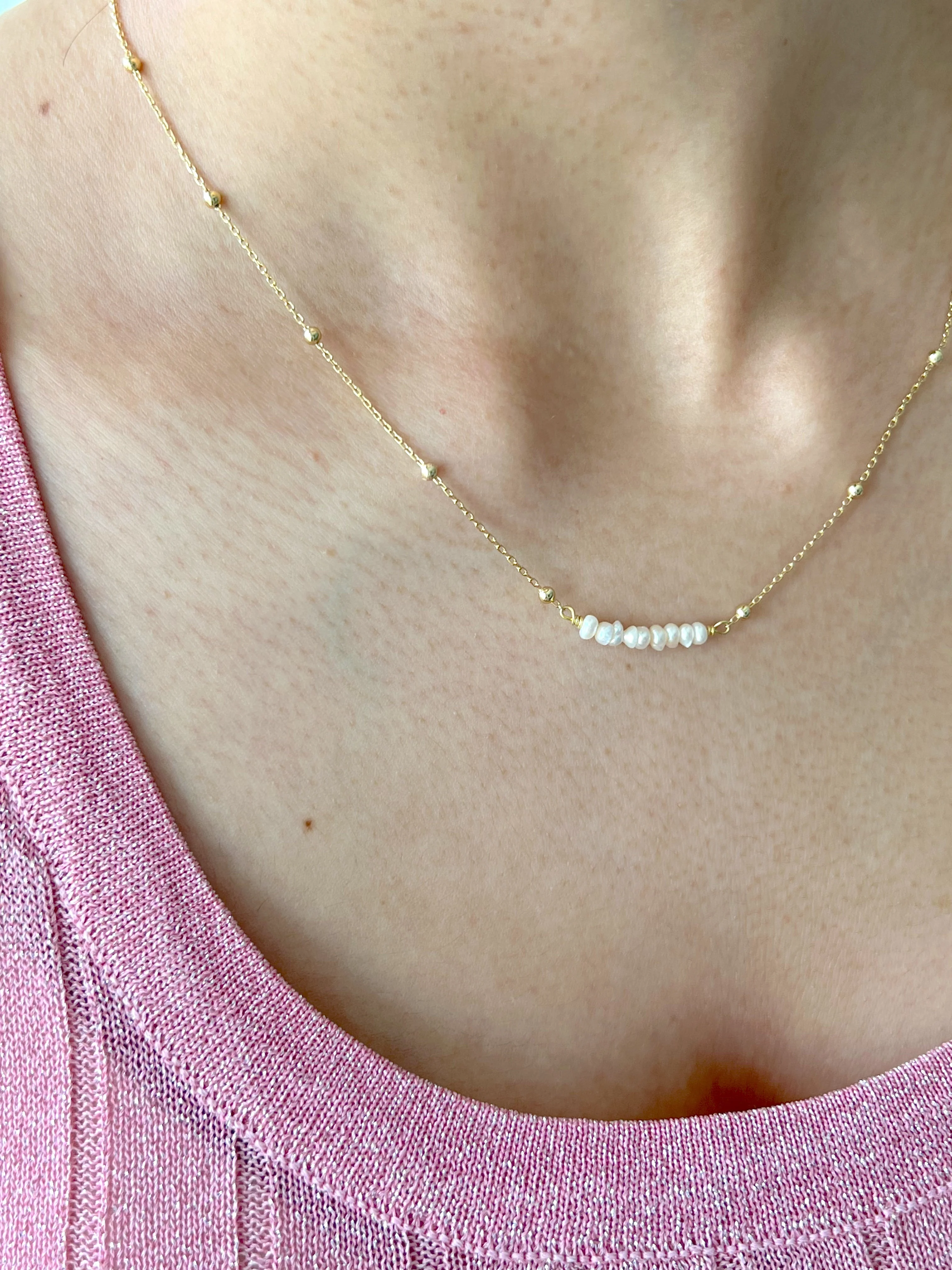 Pearl Bar Necklace - Image 4
